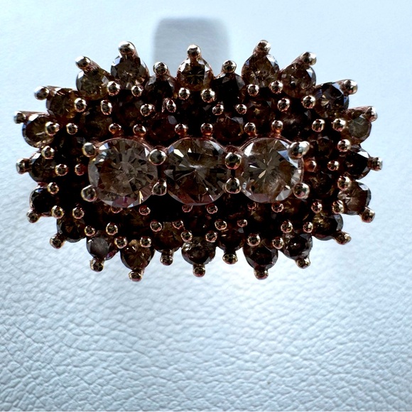 1.5 TKW Champagne Diamond ring size 7 rose gold over sterling silver - Picture 1 of 5